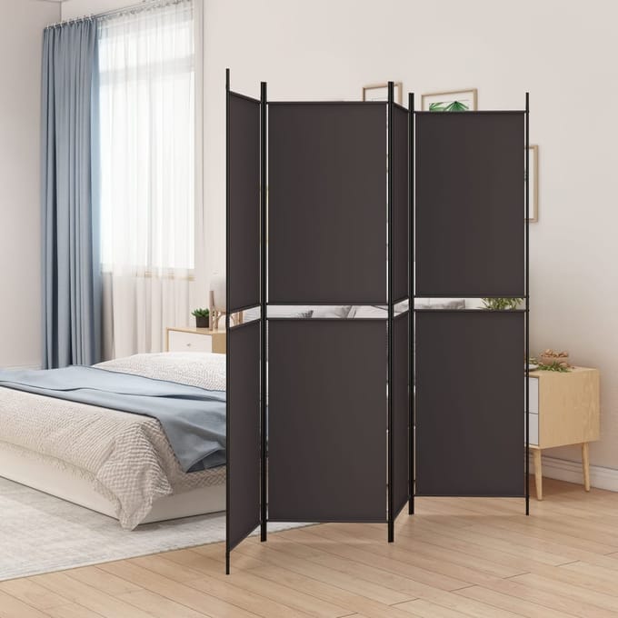 vidaXL - Kamerscherm - met - 4 - panelen - 200x200 - cm - stof - bruin