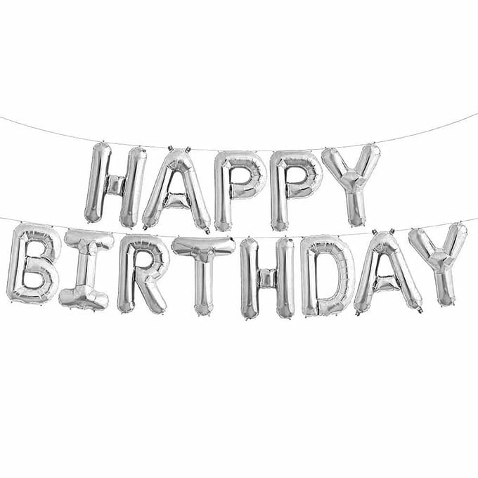 Happy Birthday ballon Zilver (40CM)