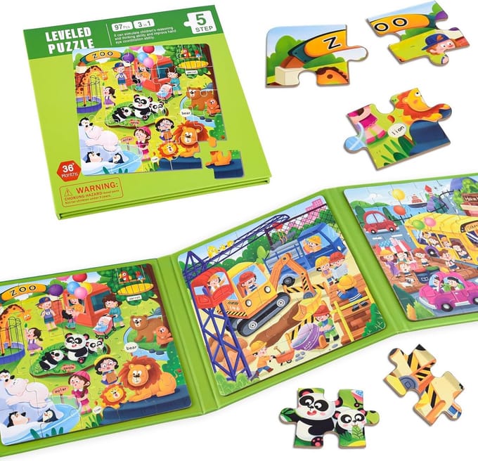 Solidchoice - Magnetische Puzzels voor Peuters met Dierentuin Thema