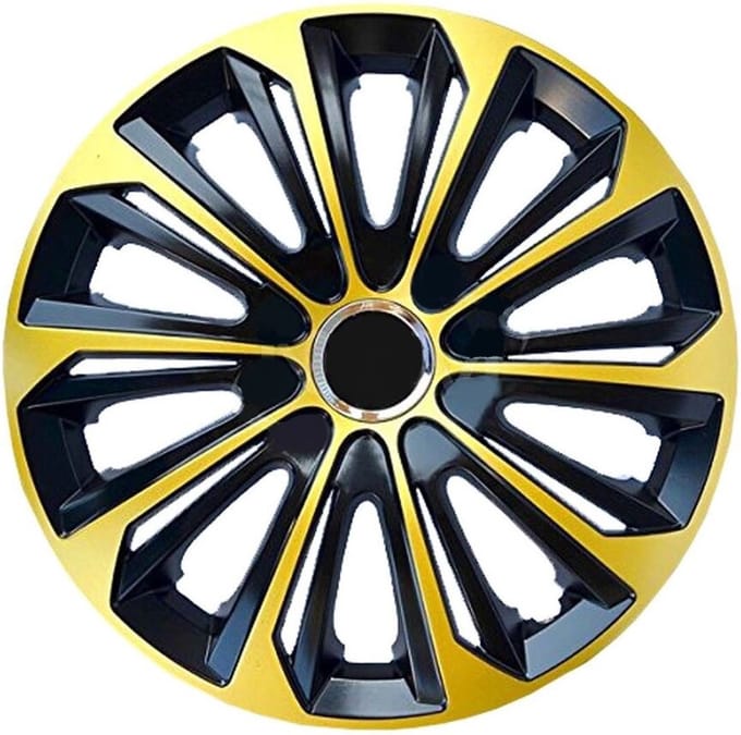 NRM - wieldoppen 16" - zwart met gold- set van 4 stuks - ABS / Duurzaam / Resistant