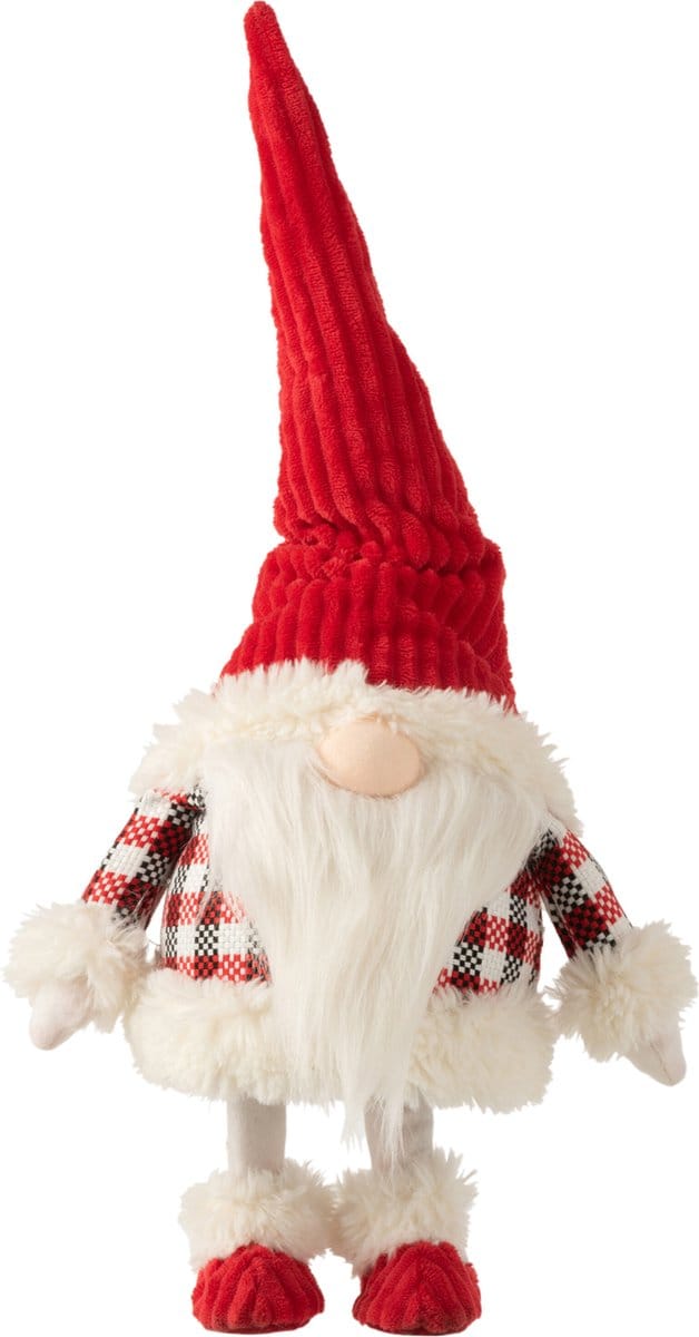J-Line figuur Kerstman Staand Wiebel - polyester/pluche - rood/wit