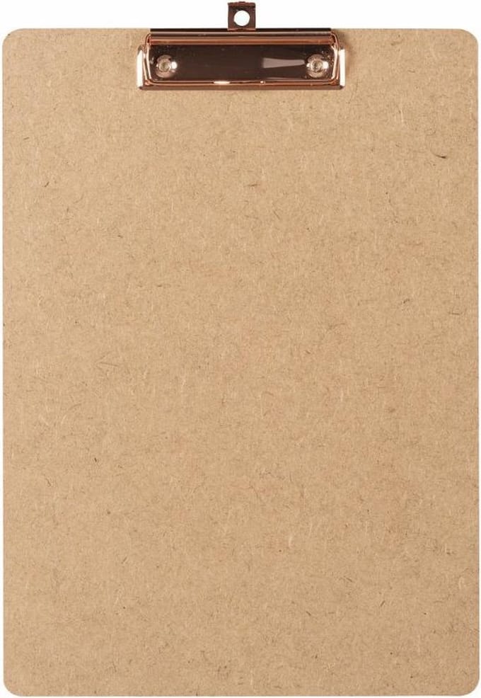 LPC  Klembord - clipboard - hout/mdf/hardboard - A4 -100  mm klem koper