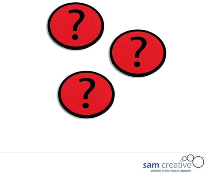Sam Creative - Magnetisch Symbool Vraagteken 3x3 cm rood 25 stuks