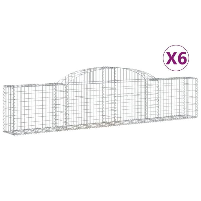 vidaXL - Schanskorven - 6 - st - gewelfd - 300x30x60/80 - cm - gegalvaniseerd - ijzer