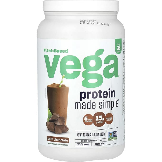 Vega, Protéine Végétale Simple, Chocolat Noir, 2 lb 4.3 oz (1,03 kg)