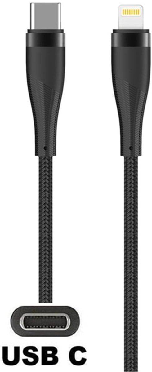 OneOne USB C naar Lightning kabel. 1,0m zwarte laadkabel. Oplaadkabel past op Apple iPhone 13 Mini, iPhone 13 Pro, iPhone 13 Pro Max, iPhone 14, iPhone 14 Plus, iPhone 14 Pro, iPhone 14 Pro Max