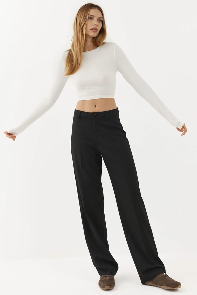 Rechtingspijpen Broek met Normale Taille en Knopsluiting