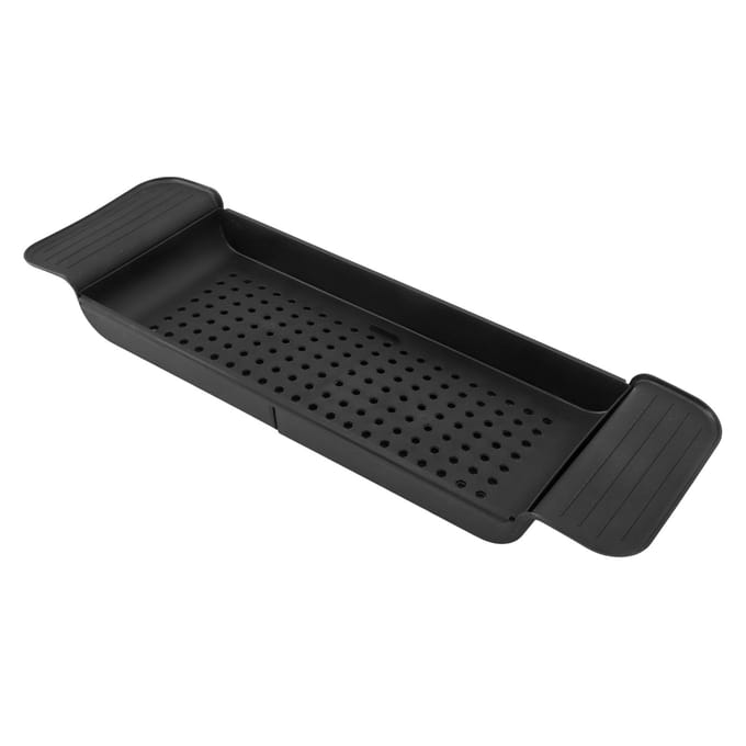 Badplank Over Bad Intrekbaar Plastic Over Rek Handdoek Boek Houder Opbergorganizer Zwart wit