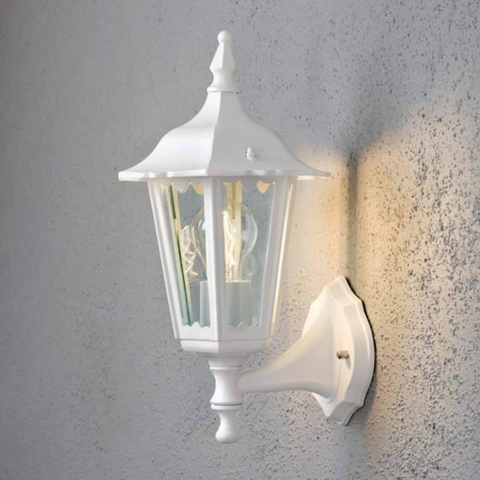 Konstsmide Firenze buitenwandlamp, wit, fitting boven, 36 cm