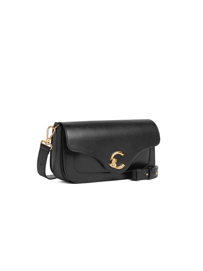 COCCINELLE Leren schoudertas C-Me Calf Shoulder Bag Noir zwart