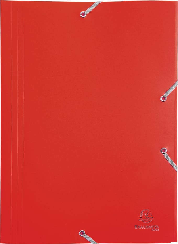 Exacompta 30x Elastomap 3 kleppen ondoorschijnende PP 4/10de - A4 - Rood - 55905E