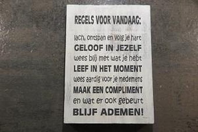Tekstblok Regels voor vandaag 18 x 25 cm