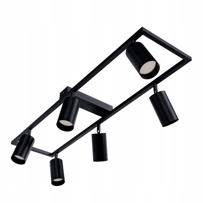 Zwarte Plafondlamp LED GU10 6 Spots Verstelbaar Modern