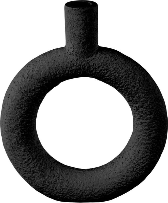 Present Time Vaas Ring - Polyresin - Rond Zwart - 18x3,5x22,5cm - Modern