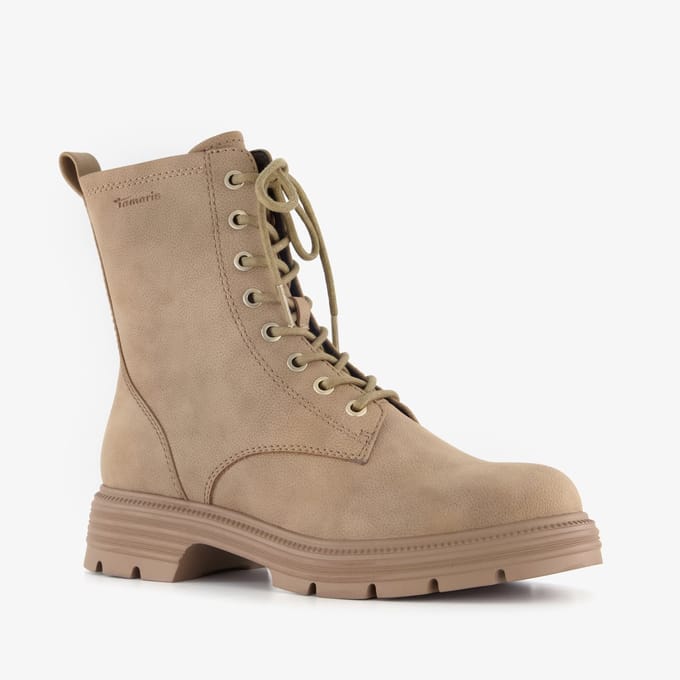 Tamaris dames veterboots beige - Maat 41 - Uitneembare zool