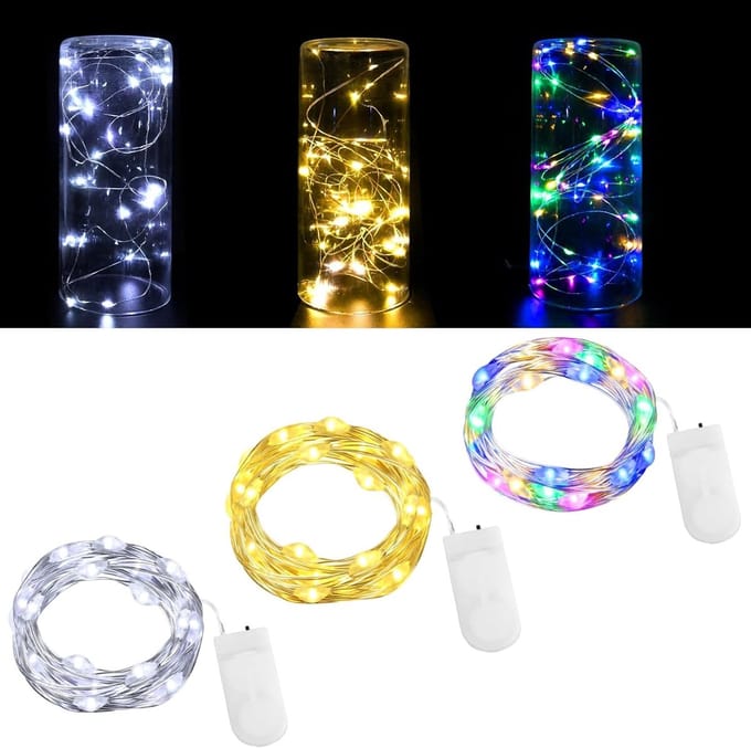 3 x LED Sfeerverlichting op Batterij 2 m met 20 Mini LED Lichten voor Decoratie, Feest, Kerst en Bruiloft