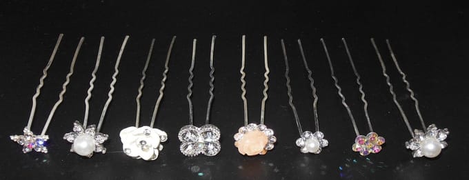 Haarpinnen diverse varianten set van 8 stuks.