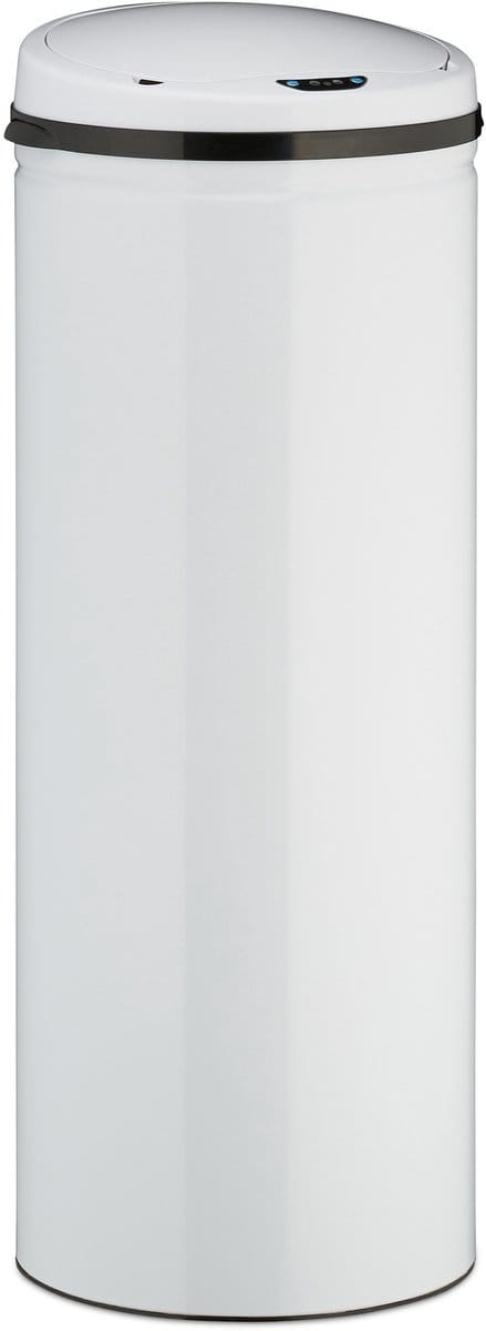 sensor prullenbak - 50l - rond - rvs - elektrische deksel - automatisch - 80 x 30 cm - wit