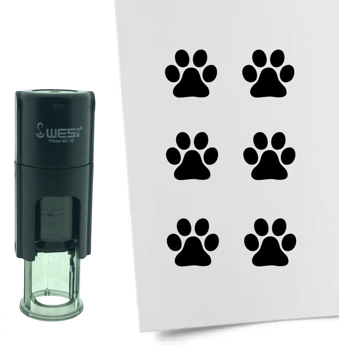 CombiCraft Stempel Hondenpoot van Hond 10mm rond - zwarte inkt