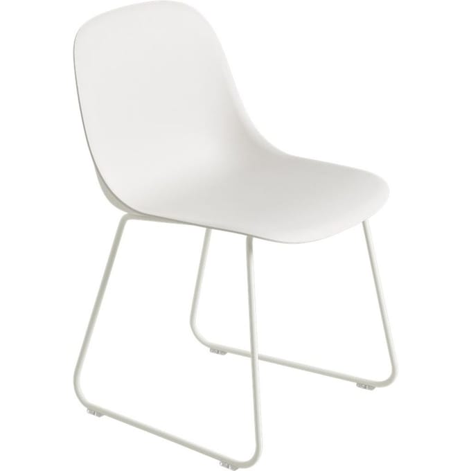 Muuto - Fiber Side stoel - sledevormig onderstel - natuurwit - frame wit