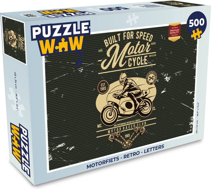 Puzzel Motorfiets - Retro - Letters - Legpuzzel - Puzzel 500 stukjes