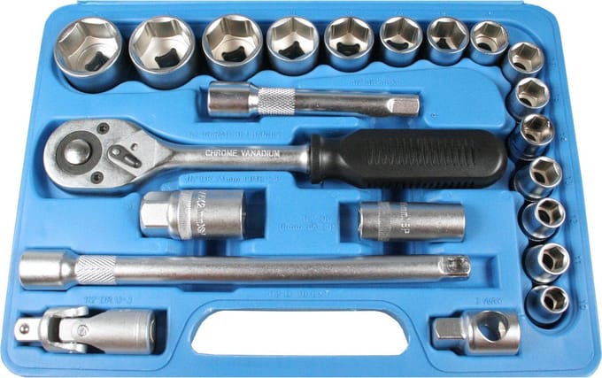Benson 22-delige doppendoos - Satin afwerking - Inclusief ratel en opbergmodule