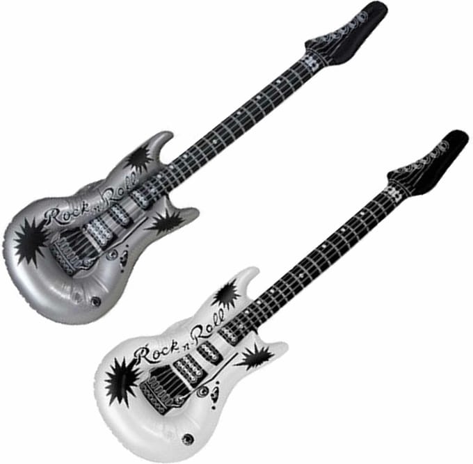 Henbrandt Opblaasbare muziekinstrument gitaren - 2x stuks wit/zilver 106 cm