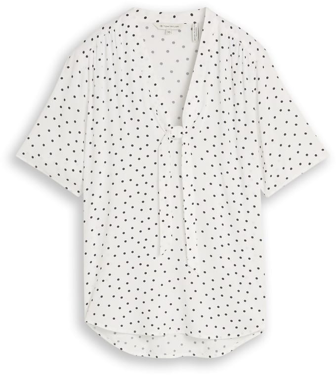 Tom Tailor - Blouse met stippenpatroon - Maat 36 - white small dot design