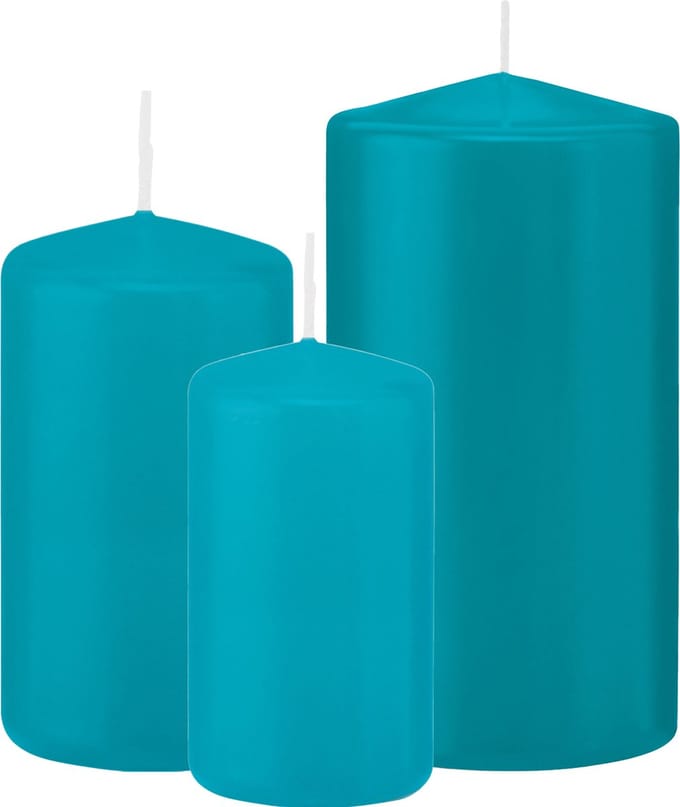 Trend Candles - Stompkaarsen set 6x stuks turquoise blauw 10-12-15 cm