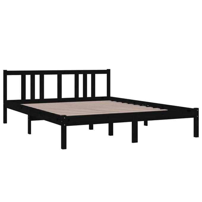 vidaXL - Bedframe - massief - hout - zwart - 150x200 - cm