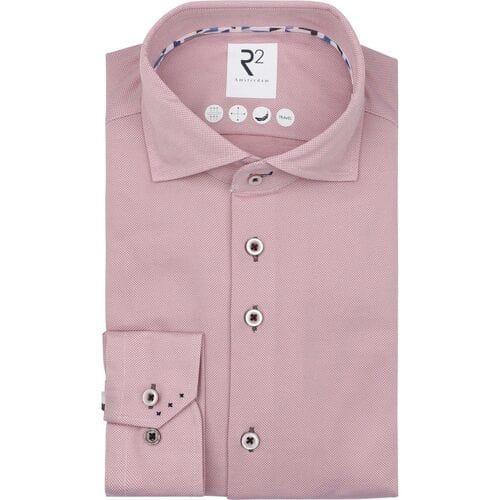 R2 Overhemd Technical Knitted Dobby Coral - Maat 38 - Heren - Overhemden Formeel