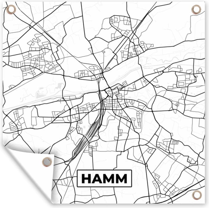 Tuindoek Hamm - Plattegrond - Stadskaart - Kaart - 100x100 cm