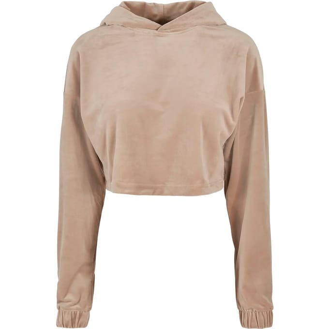 Dames sweatshirt met capuchon Urban Classics cropped velvet oversized