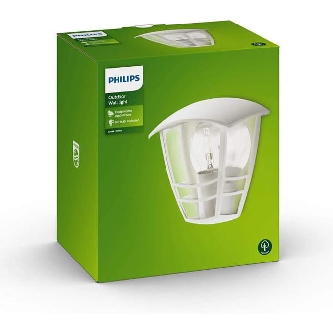 Applique murale - PHILIPS - Creek - Blanc - 1x60 W - Socle 230 V - E27 - IP44