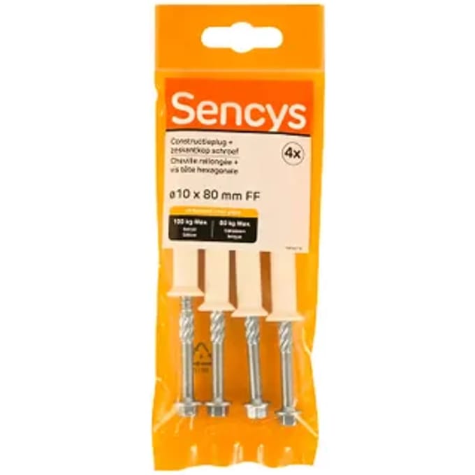 Sencys Plug Voor Raamframe Nylon - Diam. 10x80mm - 4 Stuks