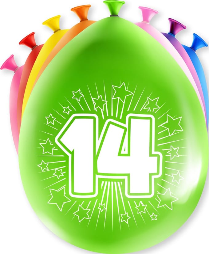 Happy Party Ballonnen 14 jaar (8 stuks)