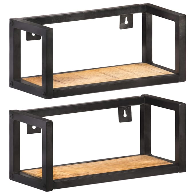 vidaXL - Wandschappen - 2 - st - 40 - cm - ruw - mangohout