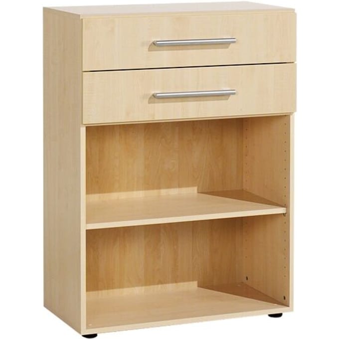 PALENQUE combi-boekenkast, 3 OH, 2 open vakken + 2 laden, B 800 x D 400 x 1104 mm, ahorndecor