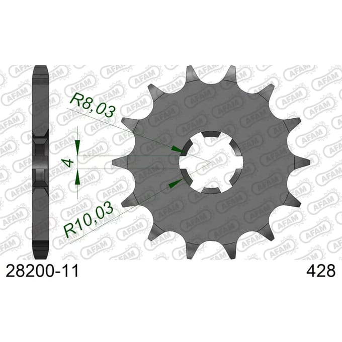 Stalen motortandwiel voor Afam 428 11 dents