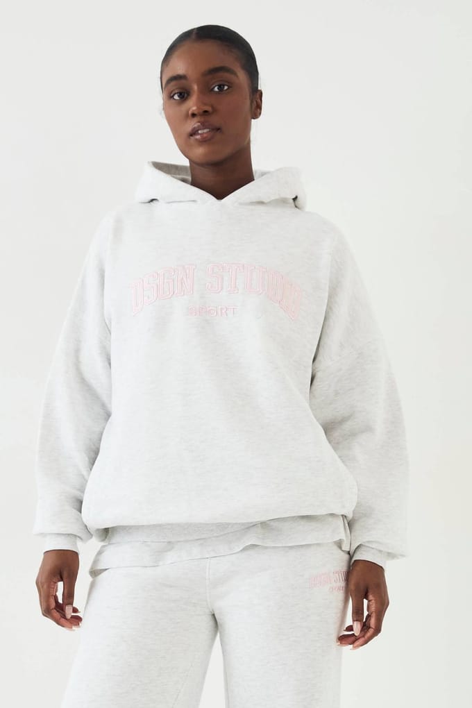 Dames DSGN Studio Applique Oversized Hoodie | Asgrijs | Maat: Large