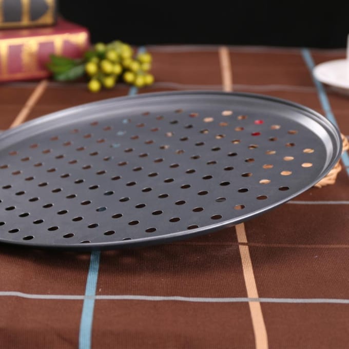 Anti-aanbak Pizzapan Pizzaplaat Rond Pizzabakblik Sterk Bakgereedschap gray