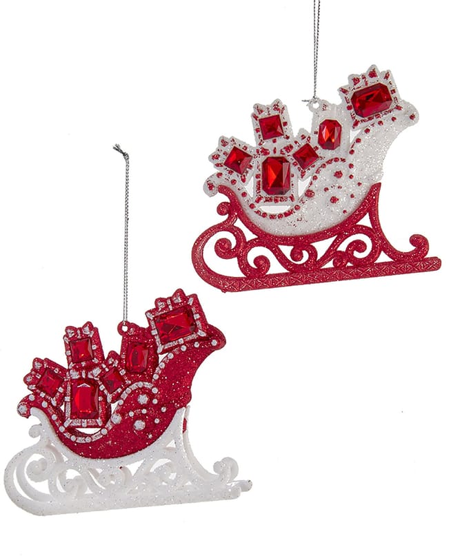 rood wit plastic h9 cm Ornament kerstbal Kurt S. Adler