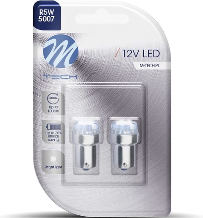 M-Tech LED - BA15s / R5W/R10W 12V - Basic 9x Led diode - Wit - Set