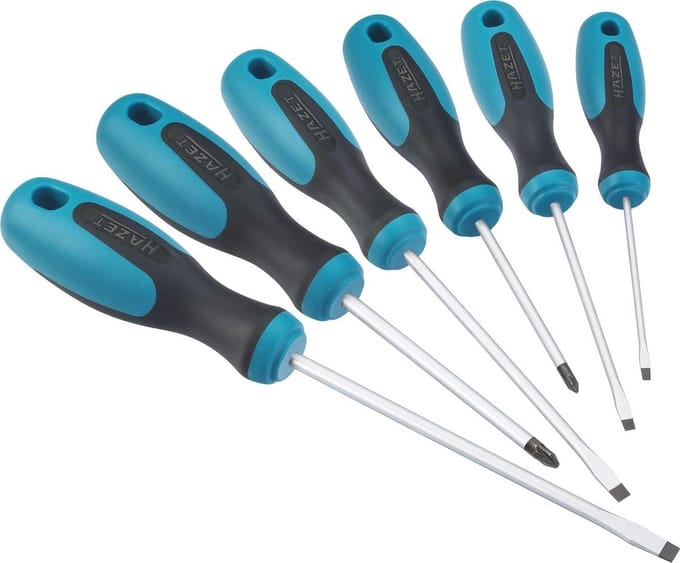 Schroevendraaierset 6-delig met antislip handvat en diverse profielen