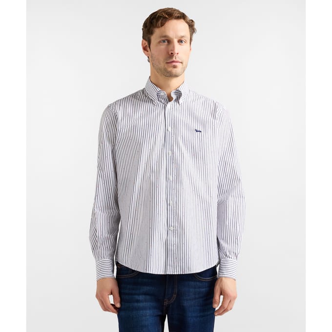 gestreept shirt en micro fantasie man blauwe marine