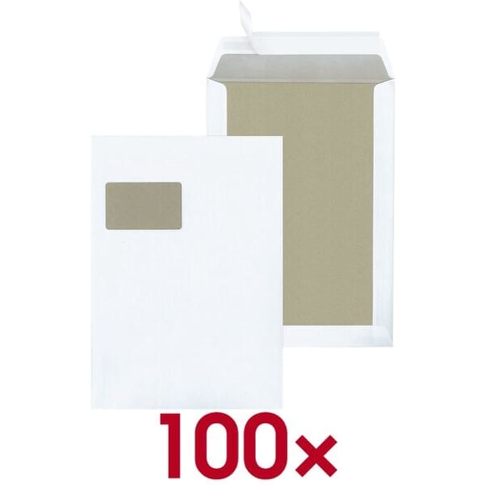 Bordrug enveloppe C4 (229 x 324 mm) met venster links