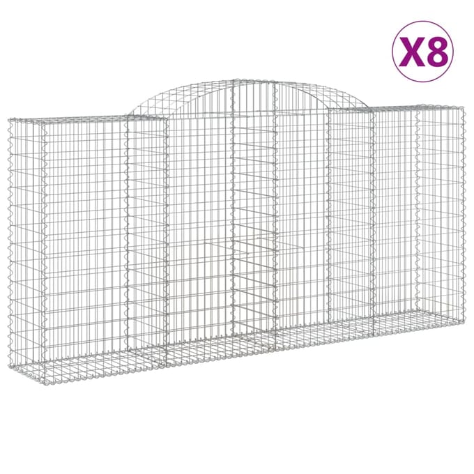 vidaXL - Schanskorven - 8 - st - gewelfd - 300x50x140/160 - cm - ijzer