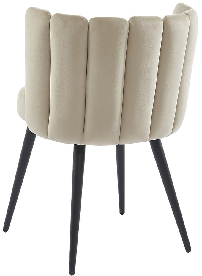 Vente-unique Set van 2 stoelen van fluweel en zwart metaal - Beige - PRANILA