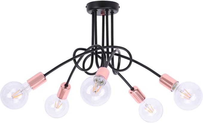 Light-Home Edison – hanglamp – 5 lichtpunten – koperen fittingen – modern loft design