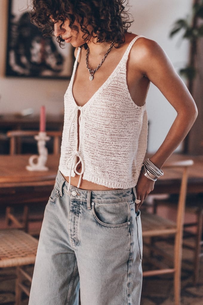 Mikuta The White Knitted Vest Top Ecru Taglia: M/L | Canottiere Outlet | Donna | Bianco